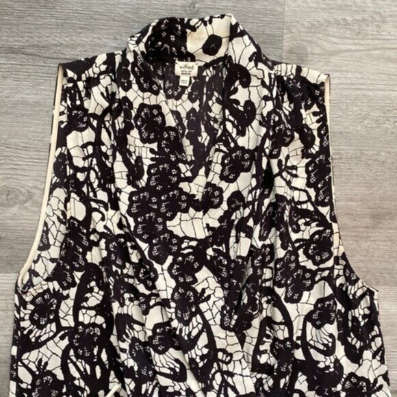 Wilfred Aritzia Silk V-Neck Surplice Dress Womens Medium Pockets Black White - Picture 6 of 13